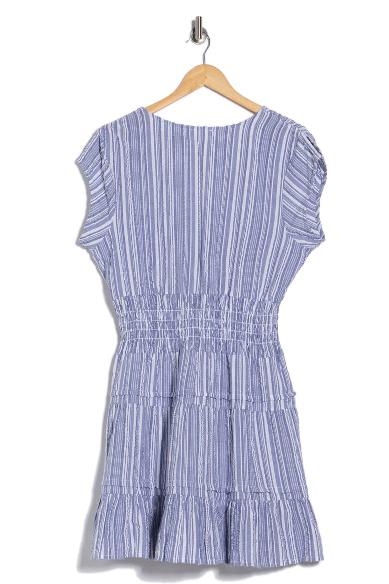 Smocked Waist Minidress, Alternate, color, BLUE/ WHITE STRIPE