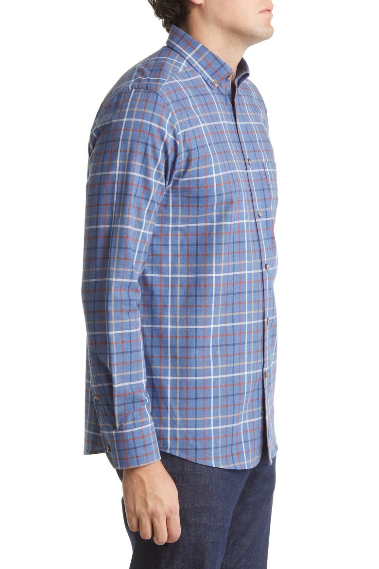 Yarn Dyed Grid Cotton Button-Up Shirt, Alternate, color, BLUE