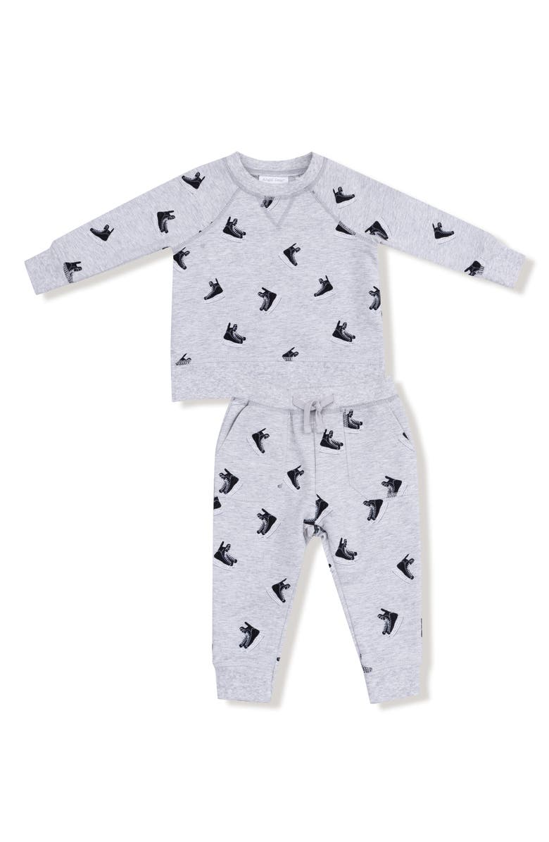 Angel Dear Kids' Print French Terry Sweatshirt & Joggers Set, Main, color, Gray