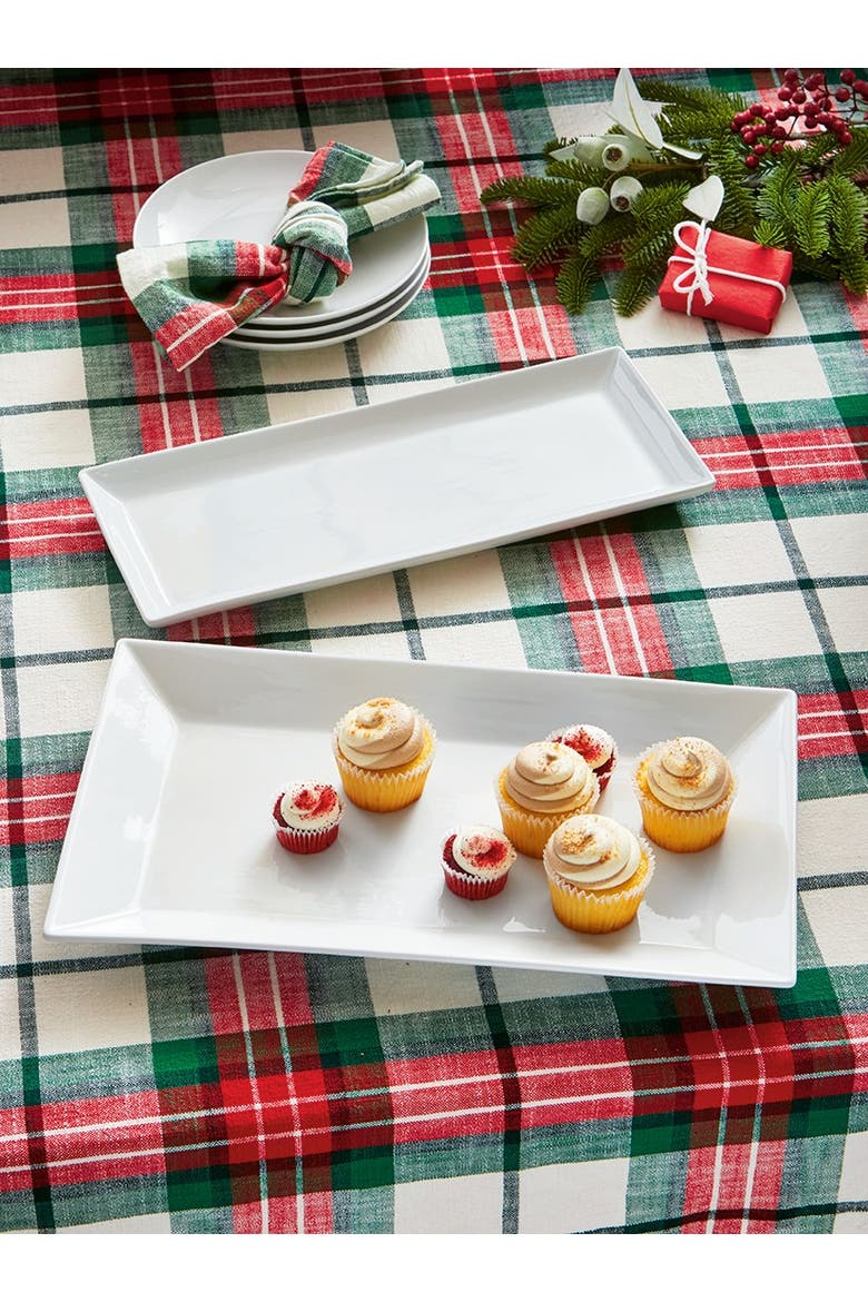 Whiteware Rectangular Porcelain Serving Tray Platter, Alternate, color, White