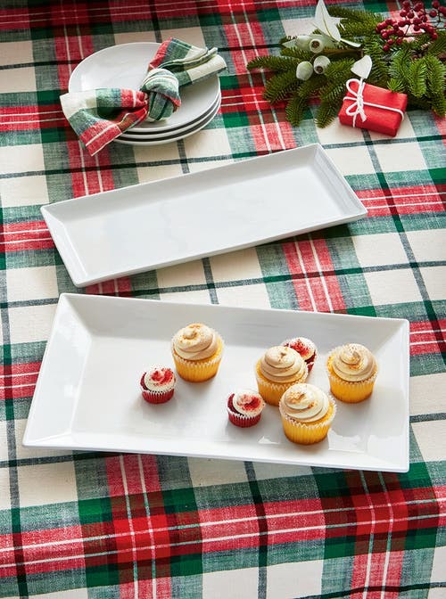 Tag Whiteware Rectangular Porcelain Serving Tray Platter In White