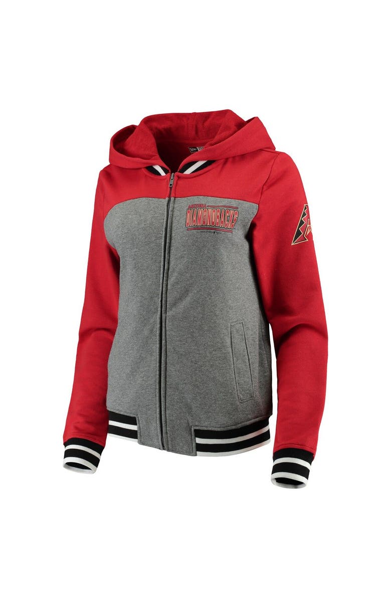 New Era Women's New Era Gray/Red Arizona Diamondbacks French Terry Full-Zip Hoodie, Alternate, color, 