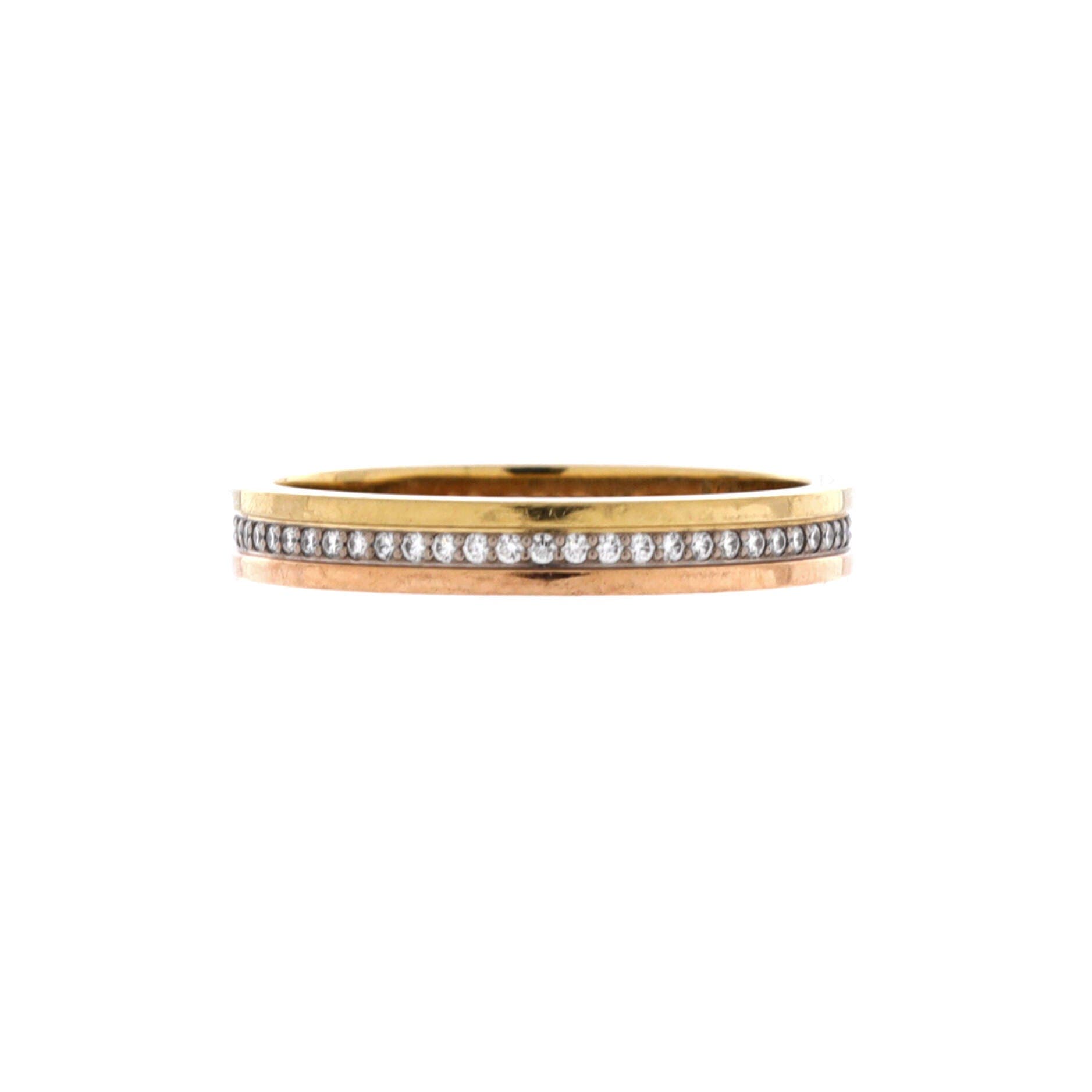 Vendome Louis Cartier Wedding Band Ring 18K Tricolor Gold with Diamonds, Main, color, Metallic Gold