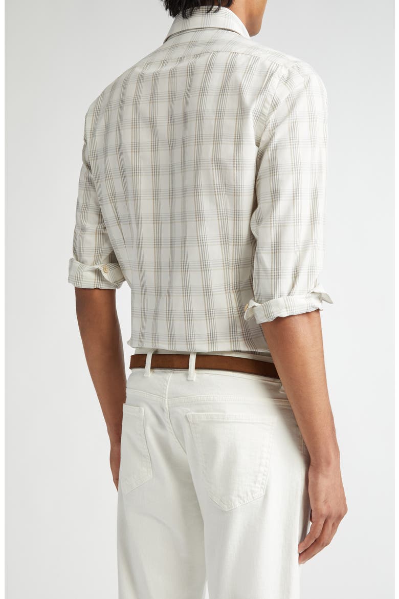 Dandy Plaid Cotton & Linen Button-Up Shirt, Alternate, color, LIGHT MELANGE GREY