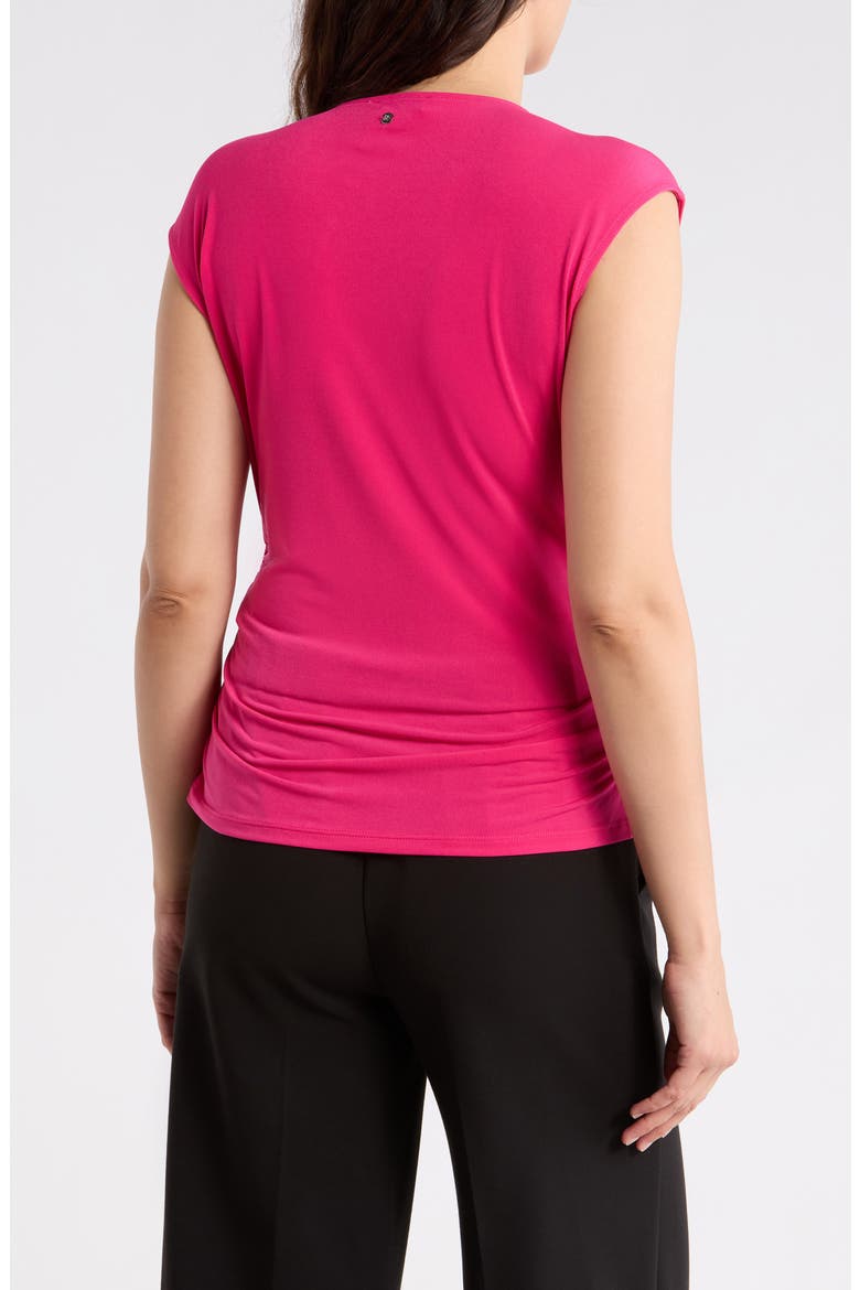 Asymmetrical Ruched Cap Sleeve Top, Alternate, color, HOT PINK