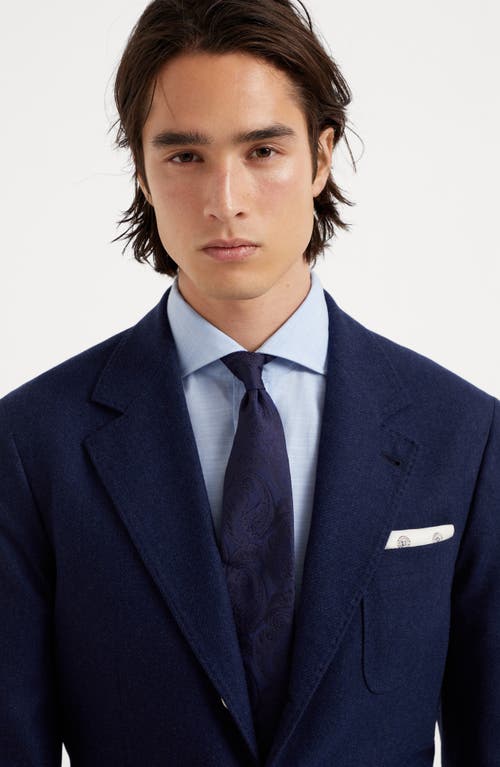 Brunello Cucinelli Silk Tie With Pattern In Blue