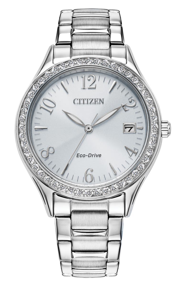 Citizen Eco-Drive<sup>®</sup> Crystal Bracelet Watch, 34mm, Main, color, Silver