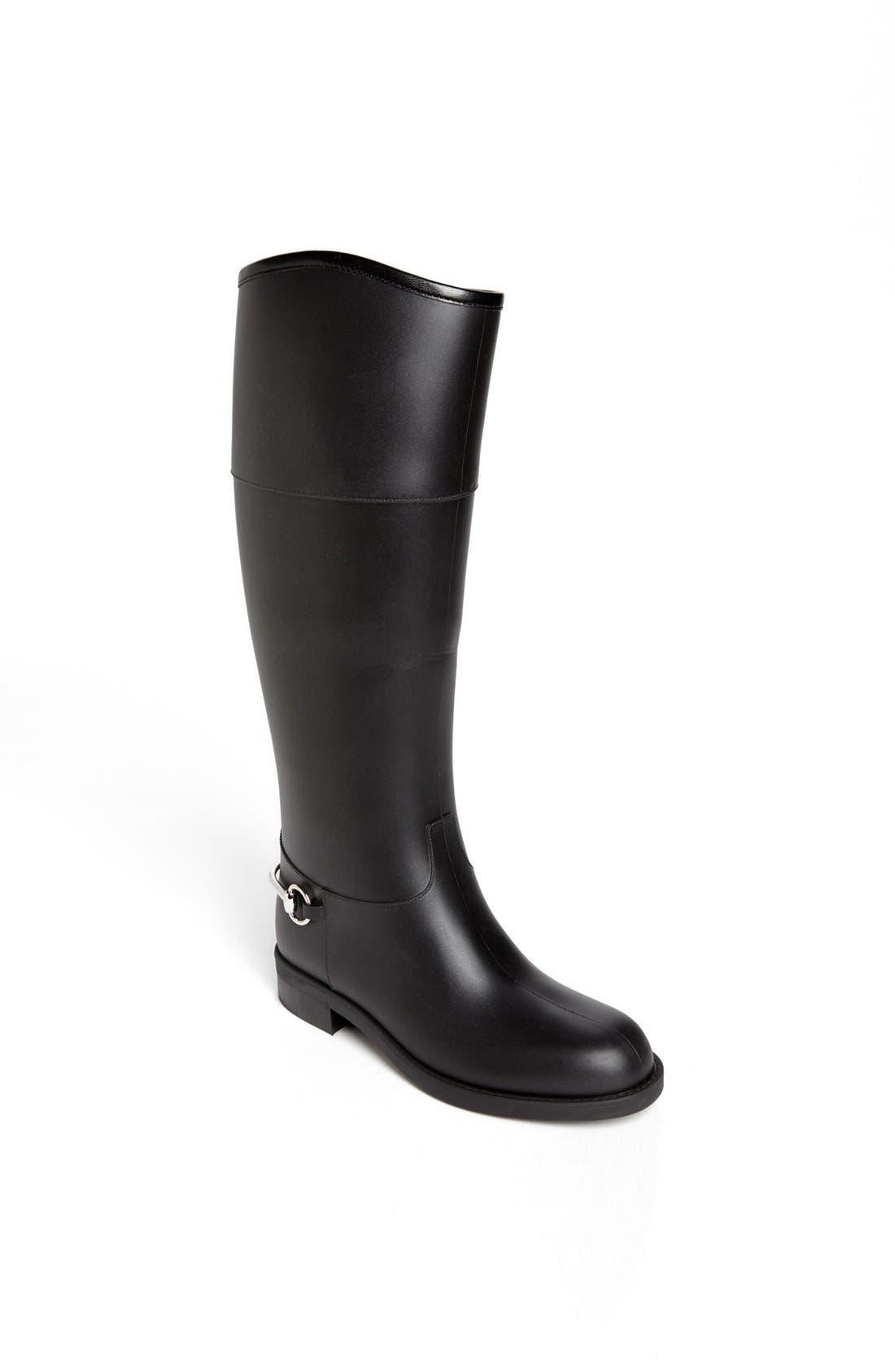 Gucci Rubber Waterproof Rain Boot, Main, color, 