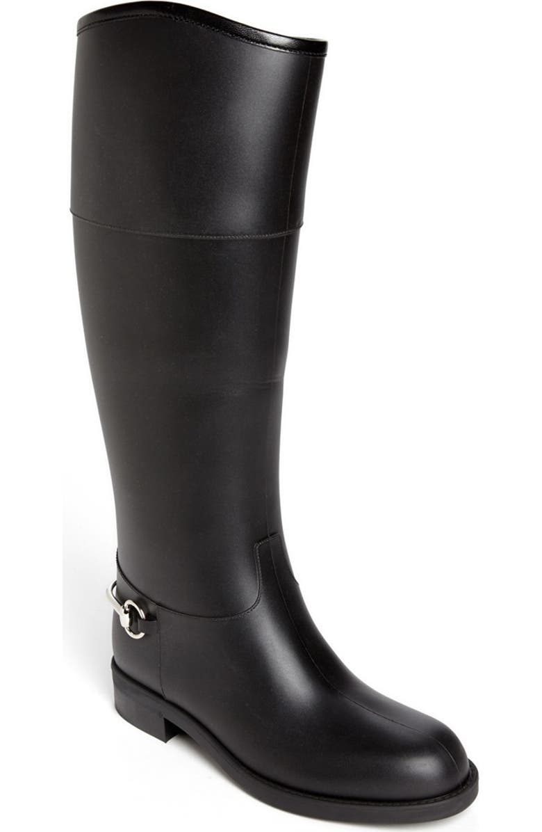 Gucci Rubber Waterproof Rain Boot, Main, color,