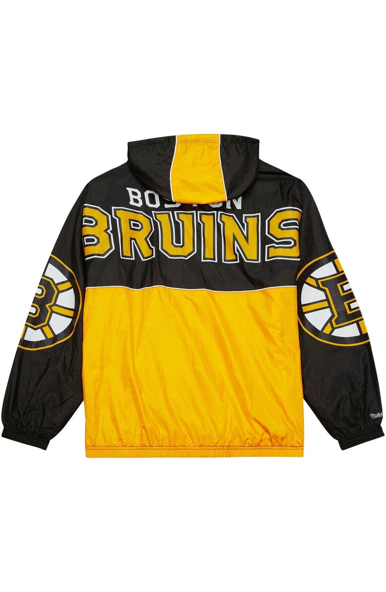 Mitchell & Ness Men's Mitchell & Ness Black Boston Bruins Team OG 2.0 Anorak Half-Zip Windbreaker Jacket, Alternate, color,