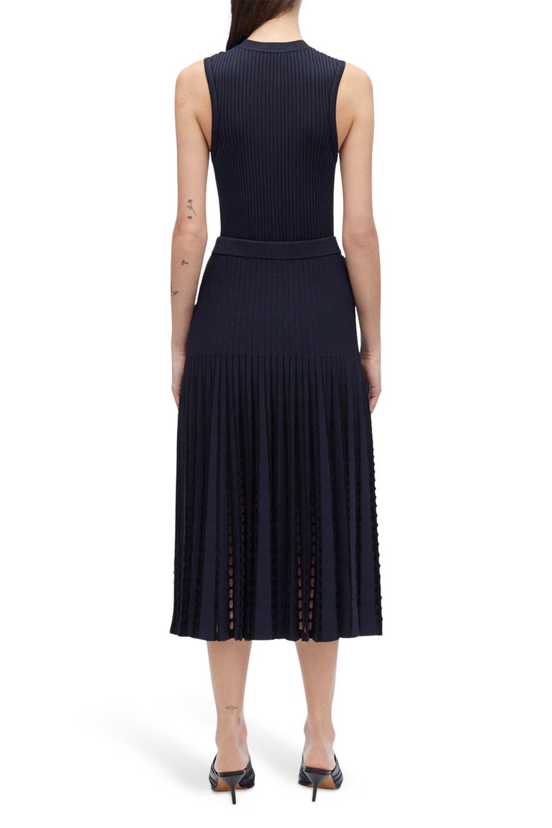 Pointelle Rib Midi Skirt, Alternate, color, NAVY BLACK