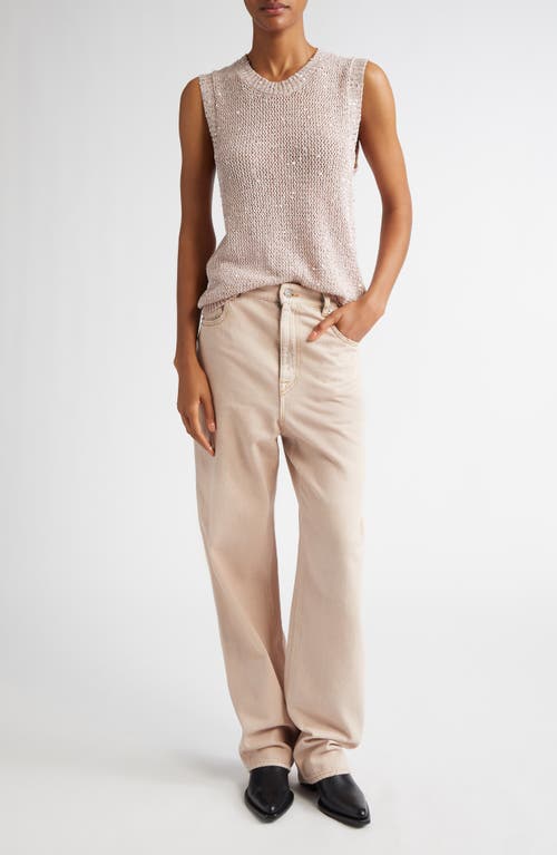 Golden Goose Mesh Knit Top With Sequins And Contrasting Details In Shadow Gray