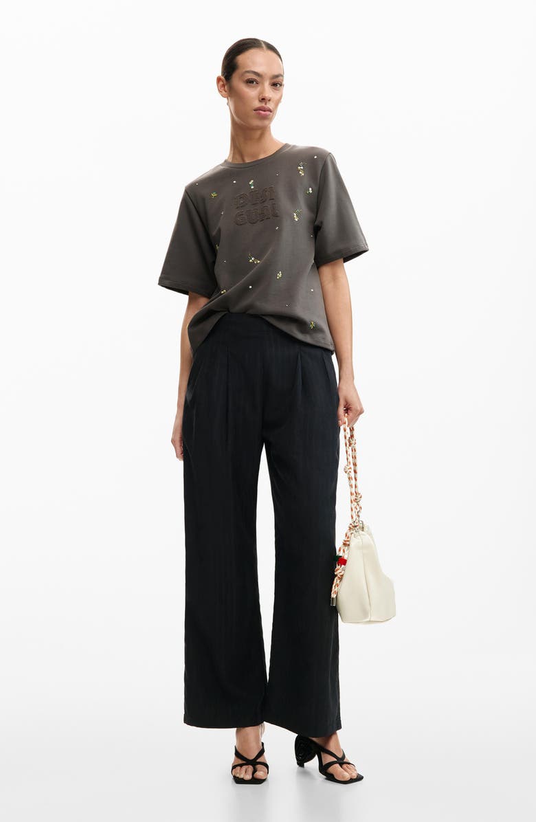 Desigual Logo Appliqué T-Shirt, Alternate, color, Gray