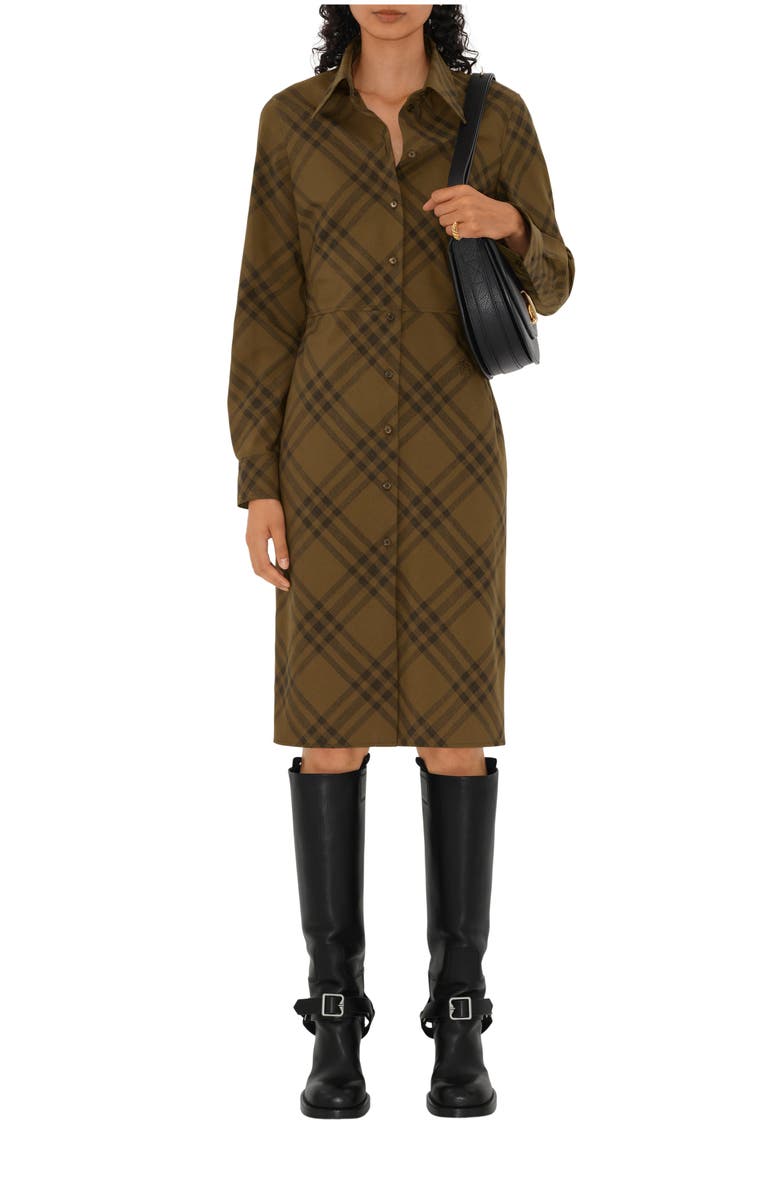 Burberry Check Wool Blend Shirt Dress, Main, color, 