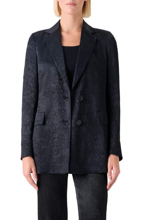 Relaxed Fit Crinkled Satin Jacket