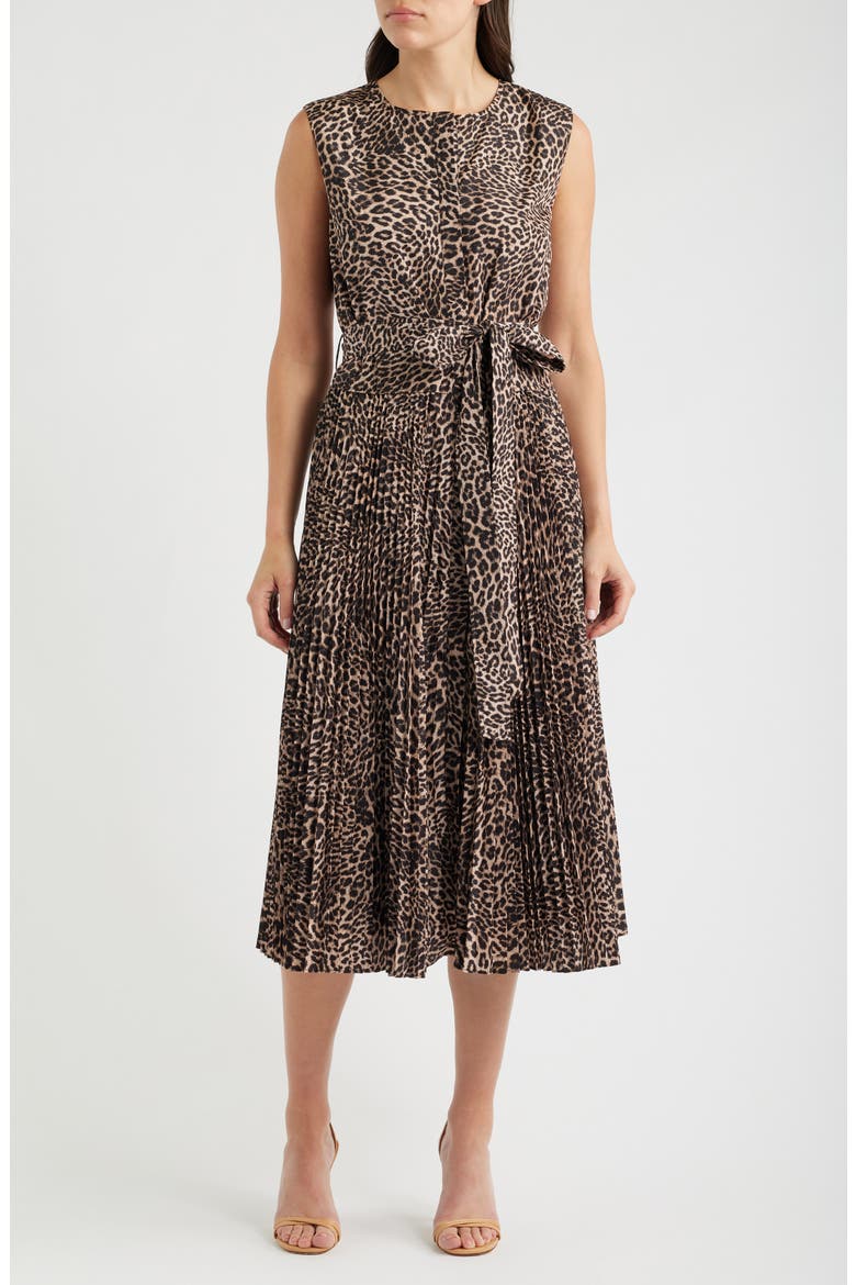 Stella Leopard Print Midi Dress, Main, color, NATURAL MULTI