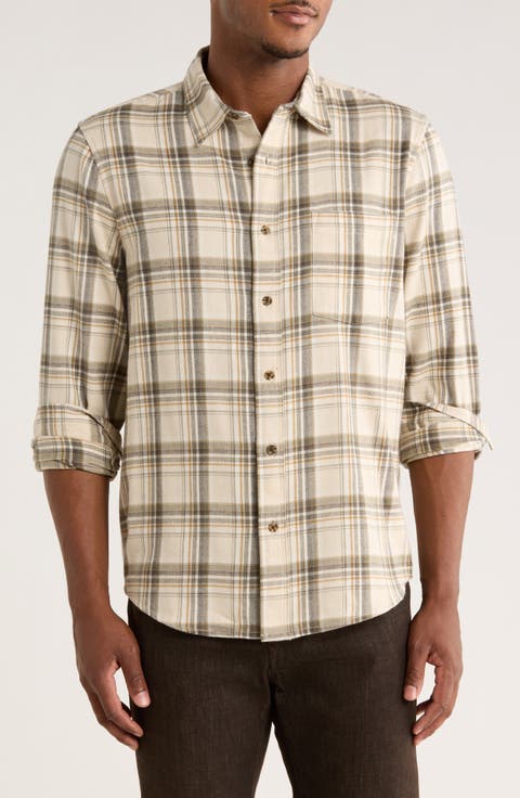 Plaid Flannel Button-Up Shirt