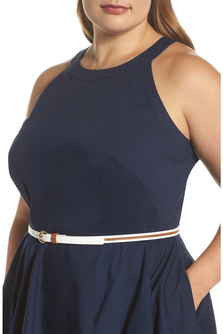 Handkerchief Hem Fit & Flare Dress, Alternate, color, NAVY