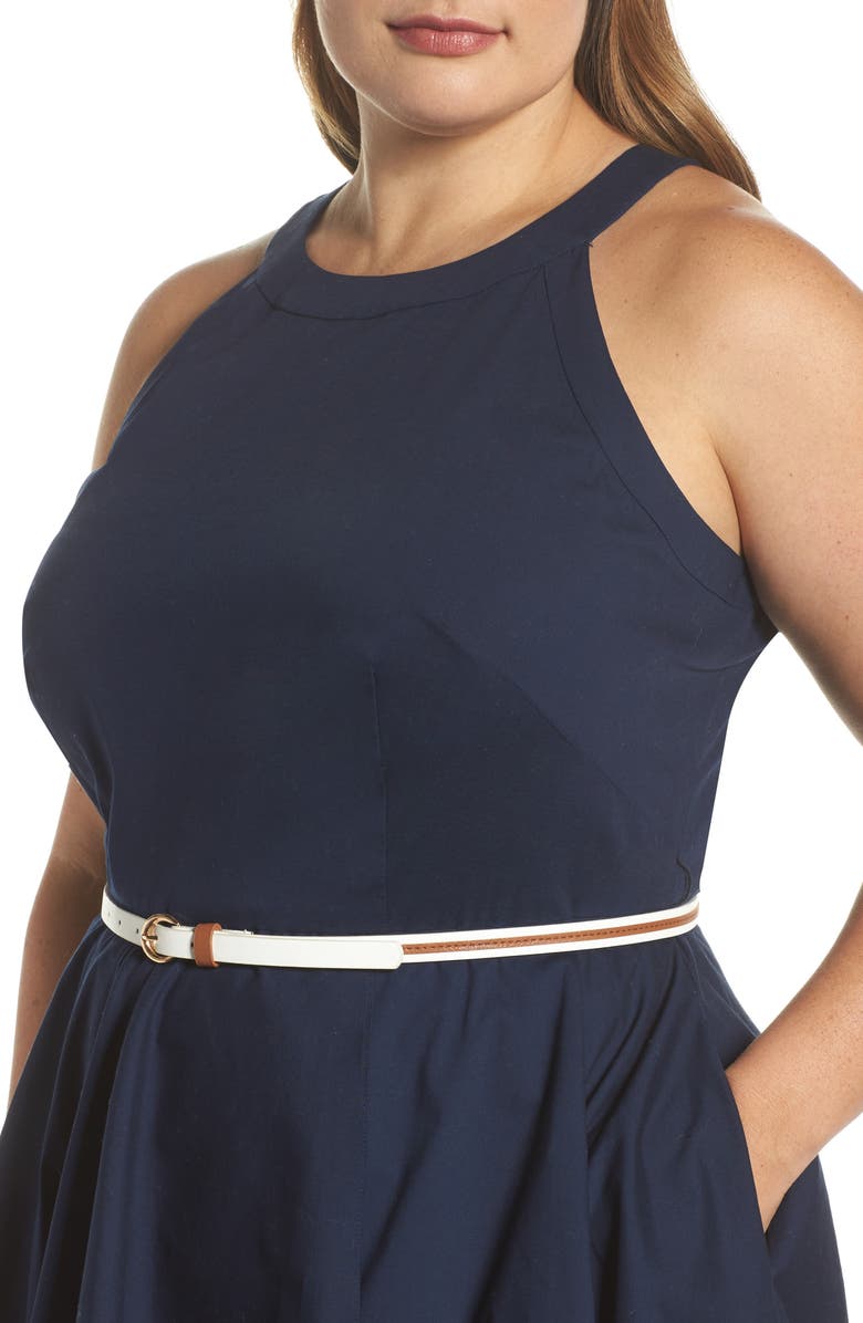 Eliza J Handkerchief Hem Fit & Flare Dress, Alternate, color, 