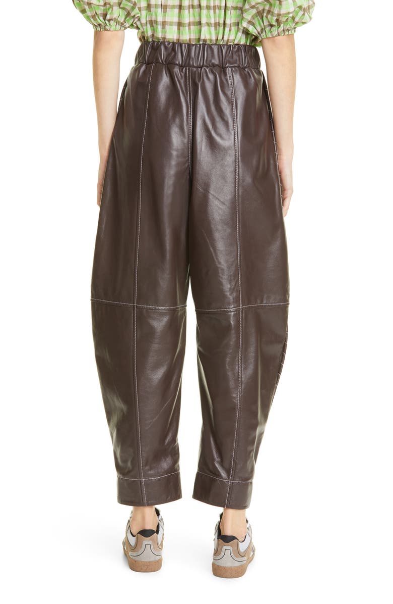 Ganni Leather Ankle Pants, Alternate, color, 