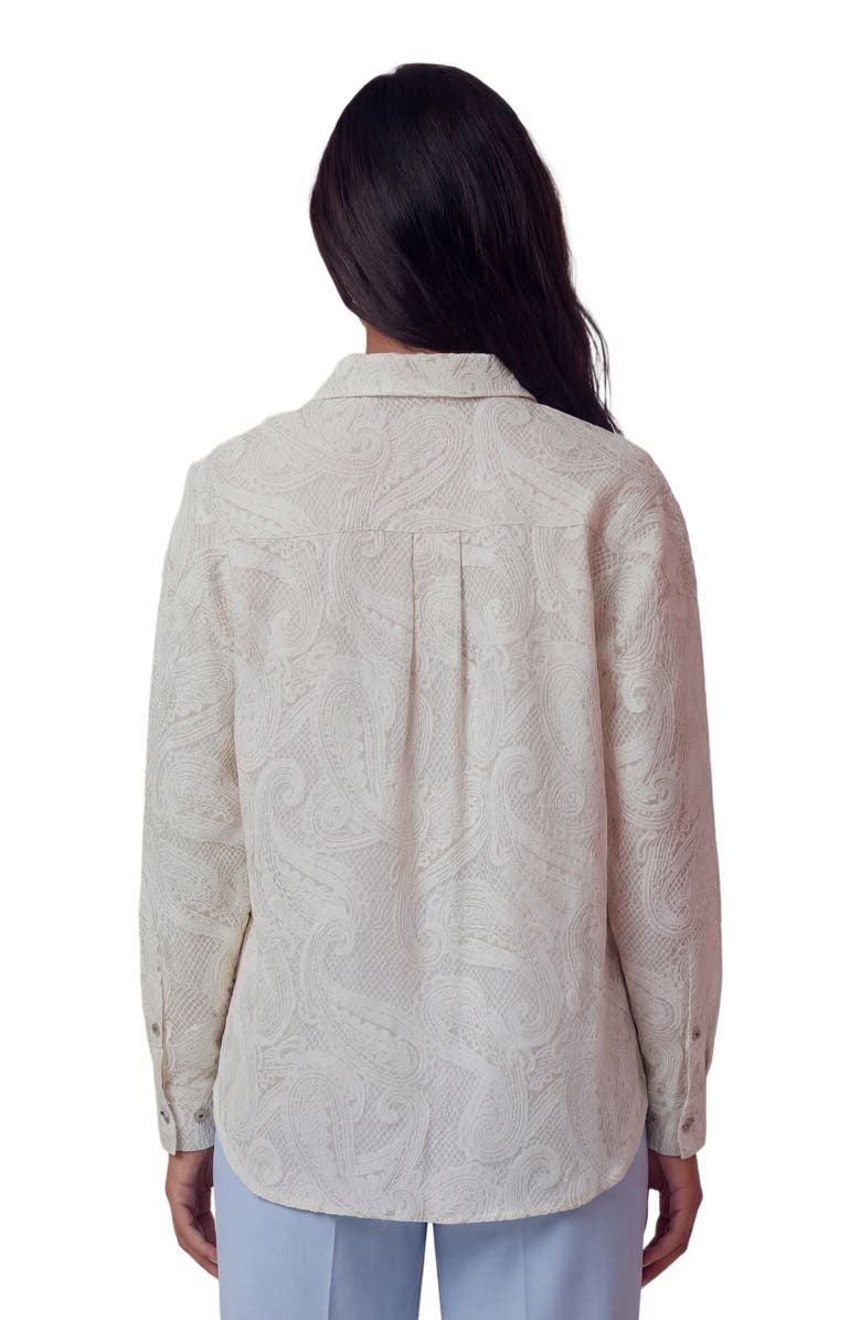 Lords of Harlech Crochet Paisley Womens Linen Shirt, Alternate, color, Crochet Paisley Ivory