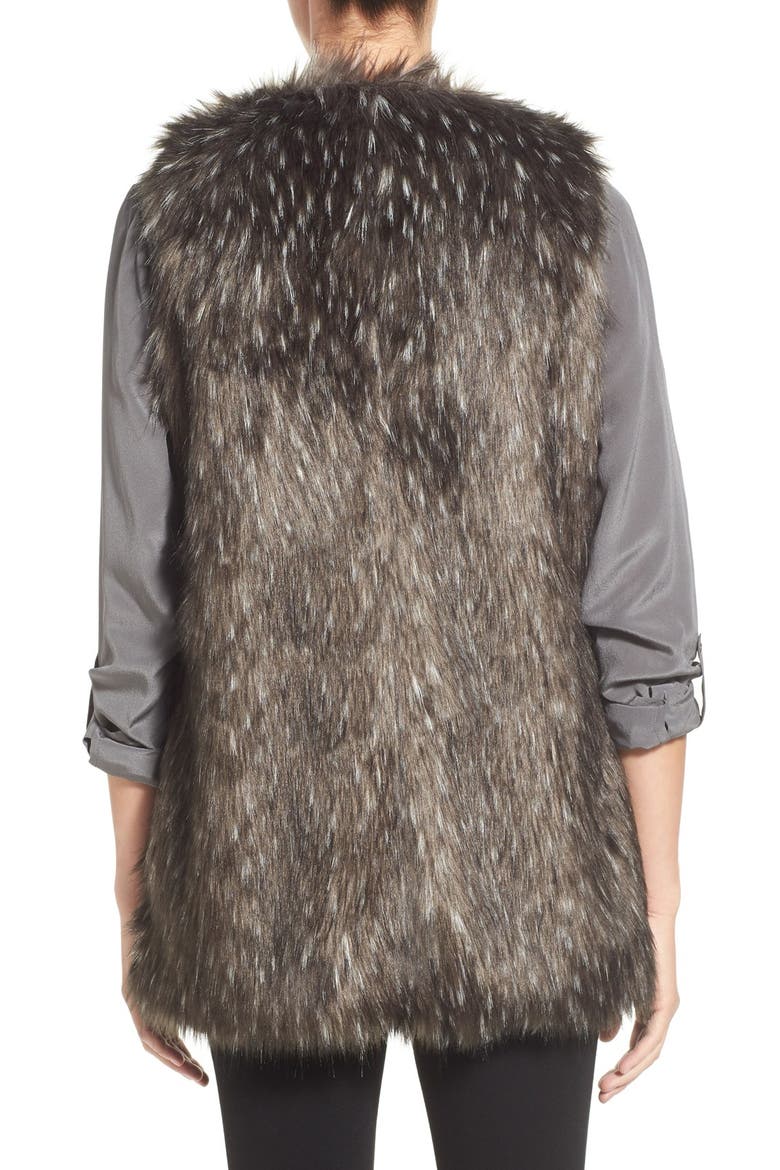 Long Faux Fur Vest, Alternate, color, GREY MULTI FAUX FUR