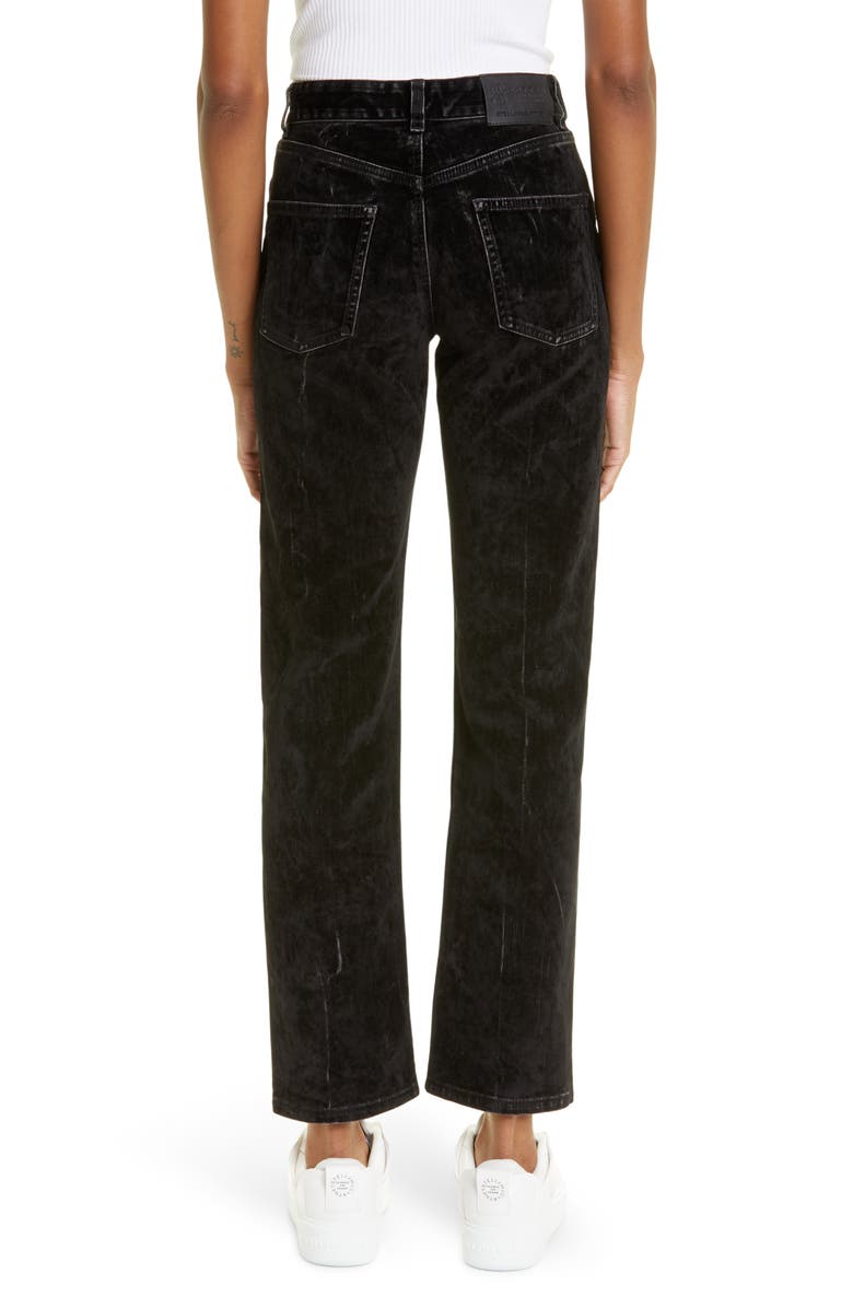 Stella McCartney Velvet Denim High Waist Straight Leg Jeans, Alternate, color,