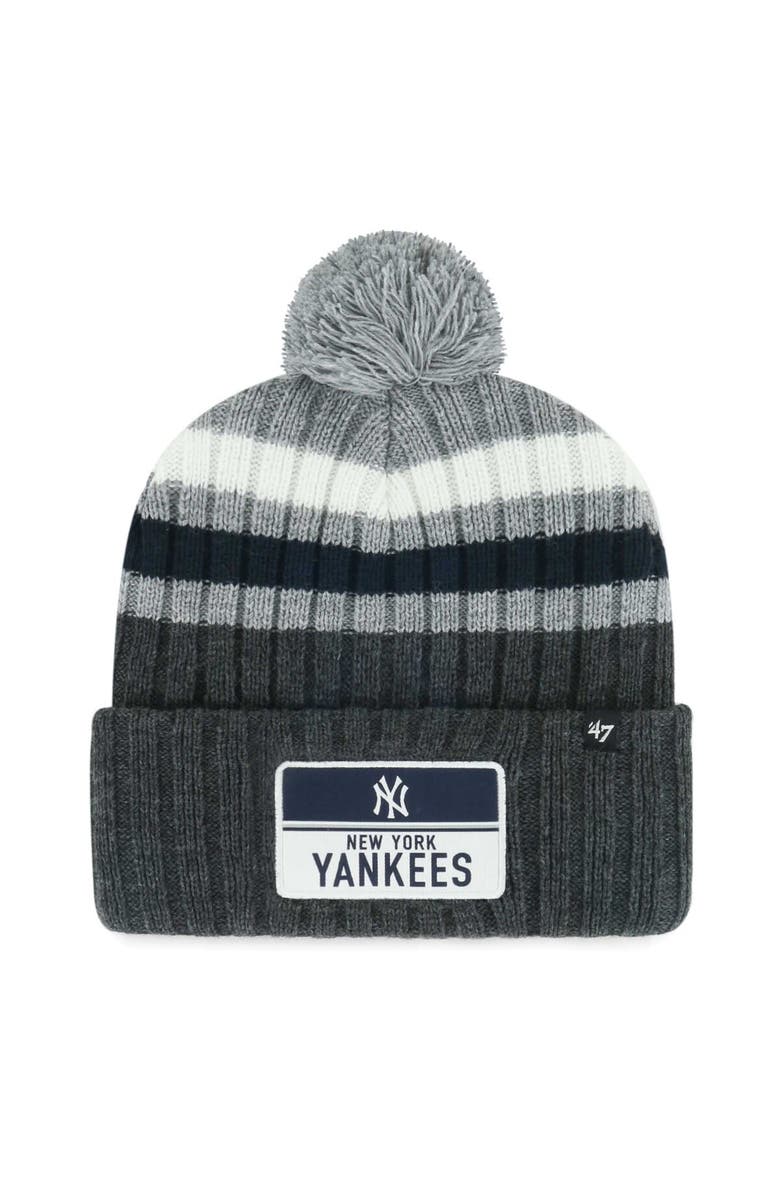 '47 Men's '47 Gray New York Yankees Stack Cuffed Knit Hat with Pom, Main, color, Gray