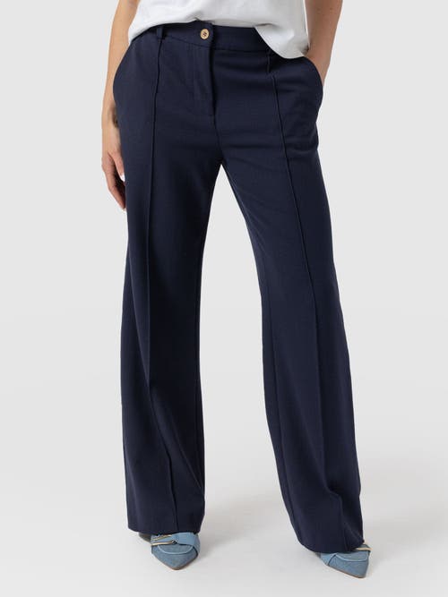 Saint + Sofia Cambridge Tailored Wide Leg Pant In Blue