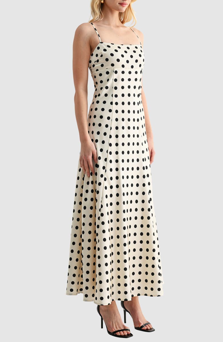 Lush Polka Dot Maxi Dress, Alternate, color, Cream Black Dot