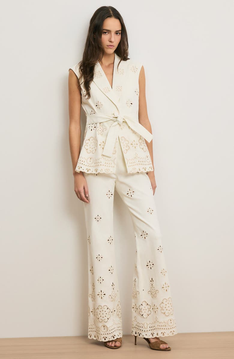 Veronica Beard Townes Eyelet Vest, Alternate, color, Dove