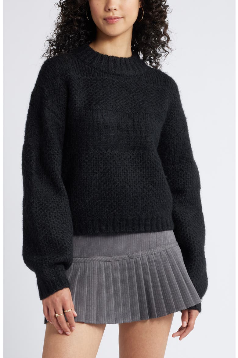 Textured Relaxed Sweater, Main, color, BLACK