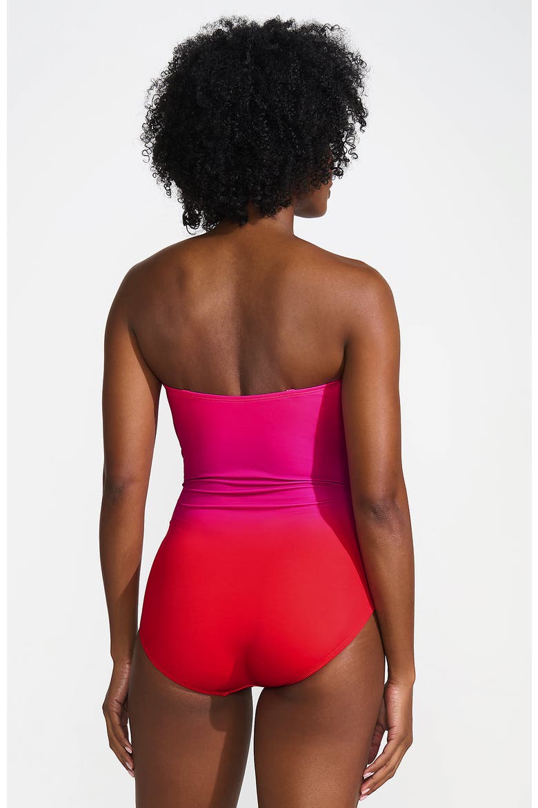 Slender Suit Shine Bandeau Tummy Control Chlorine Resistant High Leg One Piece Swimsuit, Alternate, color, Pink Multi Ombre