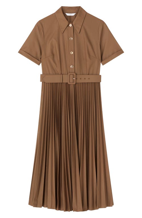 Lk Bennett Cally Pleated Shirtdress In Cocoa