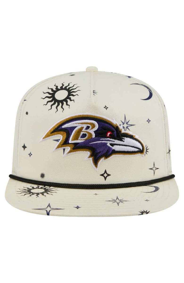 New Era Men's New Era Cream Baltimore Ravens Celestial Golfer Adjustable Hat, Alternate, color, 