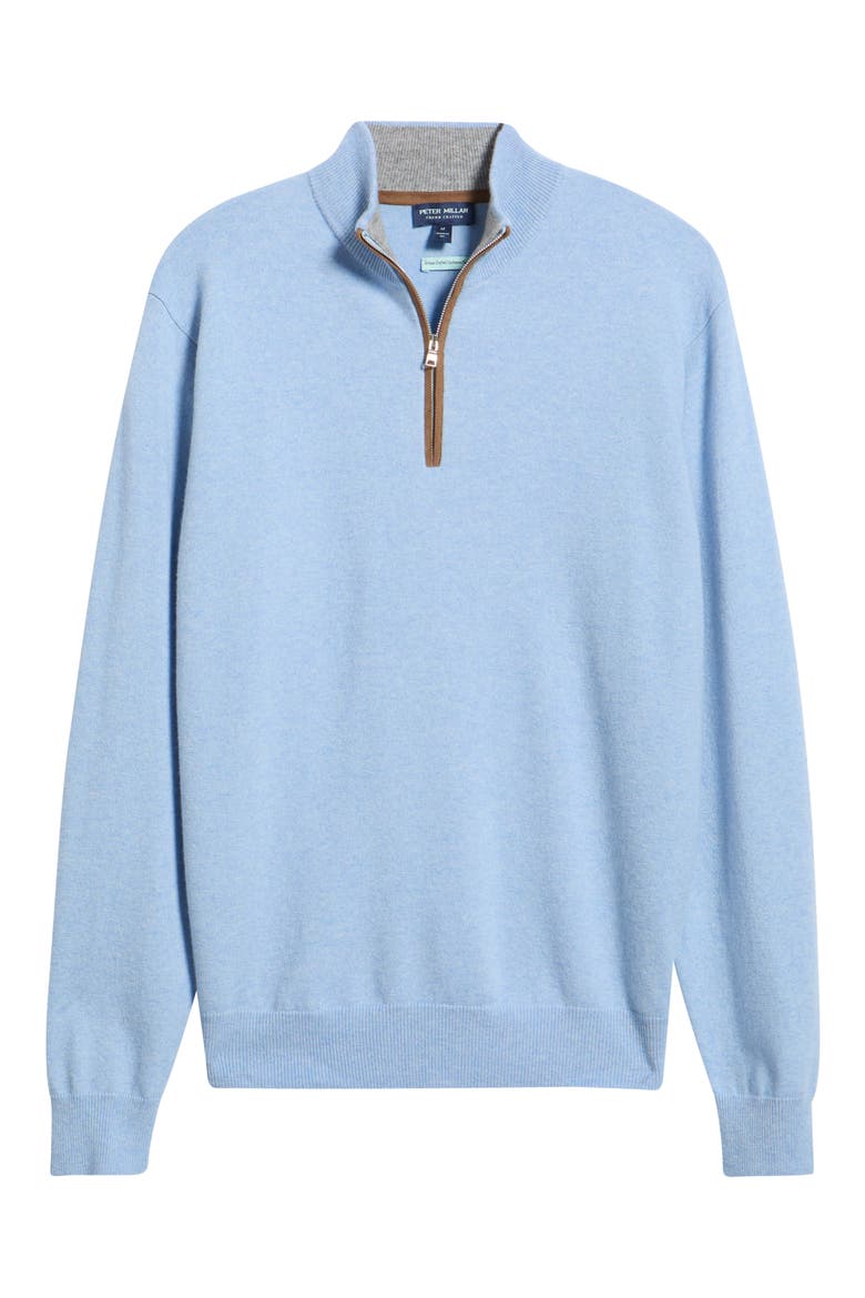 Crown Crafted Artisan Flex Cashmere Blend Quarter Zip Sweater, Main, color, BLUE FROST