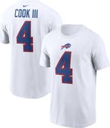 Nike Men's Nike James Cook III White Buffalo Bills  Player Name & Number T-Shirt