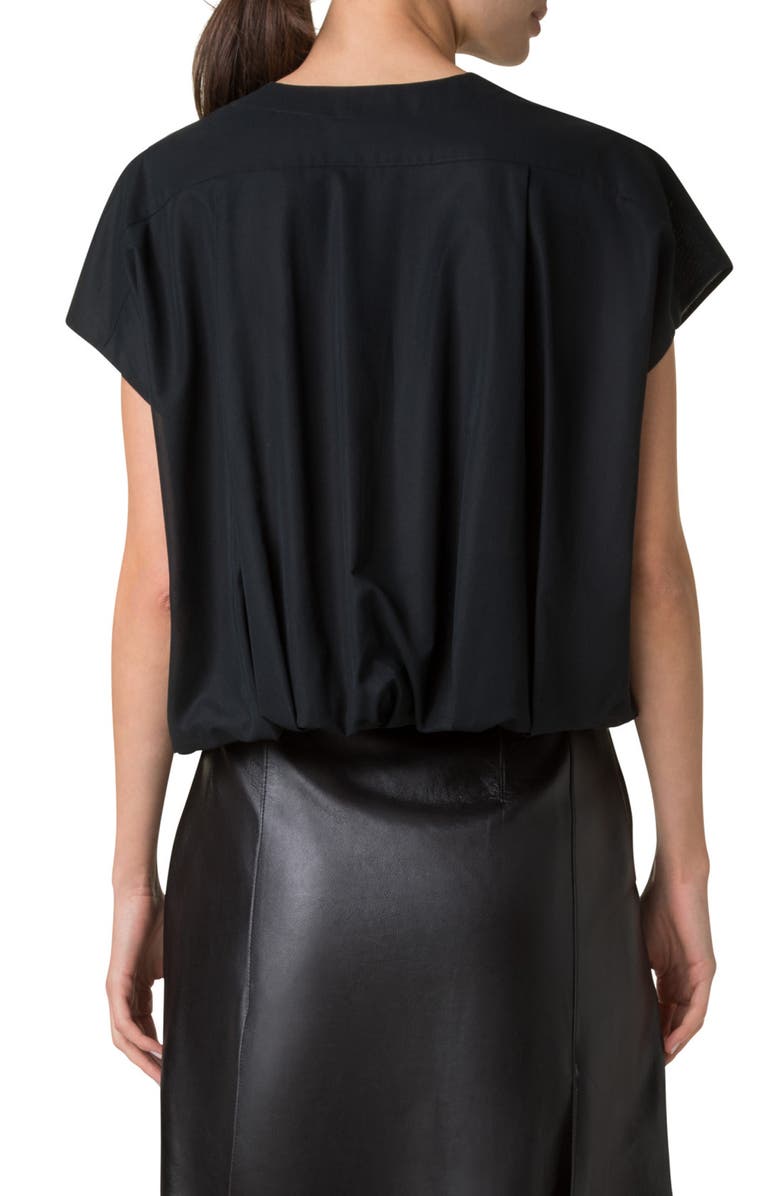 Akris Sleeveless Cotton Voile Crop Top, Alternate, color, Black