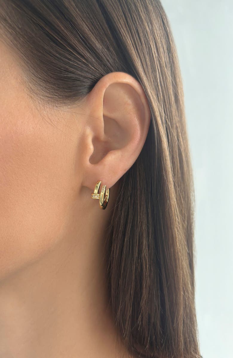 Adornia Cubic Zirconia Nail Huggie Hoop Earrings, Alternate, color, 