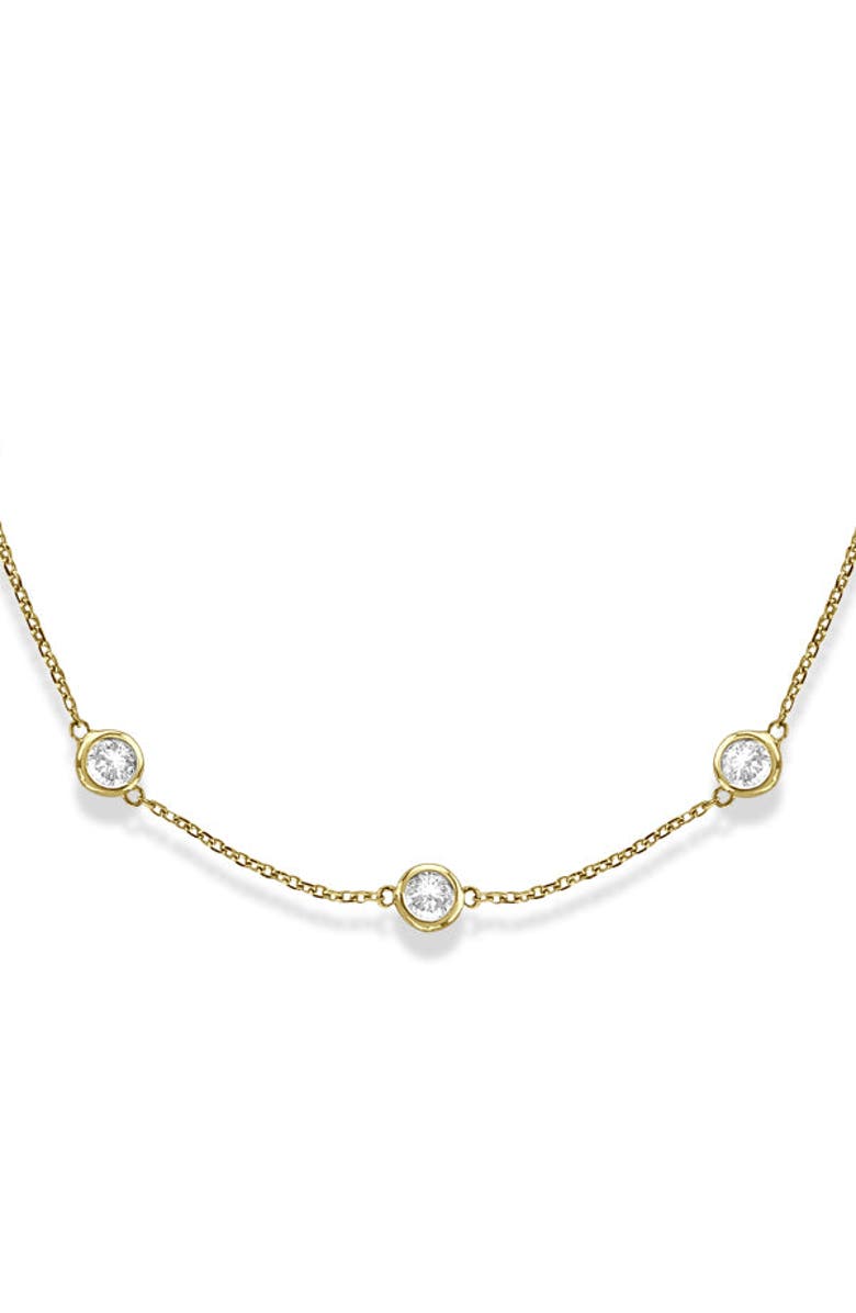 ALLUREZ Natural Diamond Station Necklace Bezel-Set 14k, Alternate, color, Yellow Gold