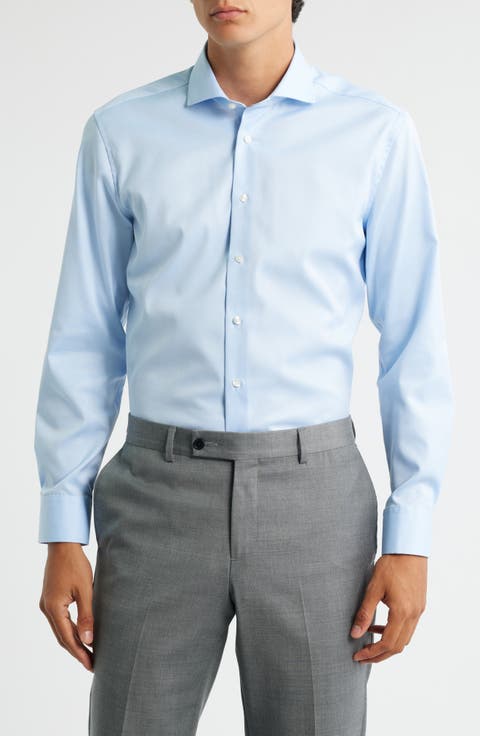 Slim Fit Non-Iron Cotton Twill Cover Shirt