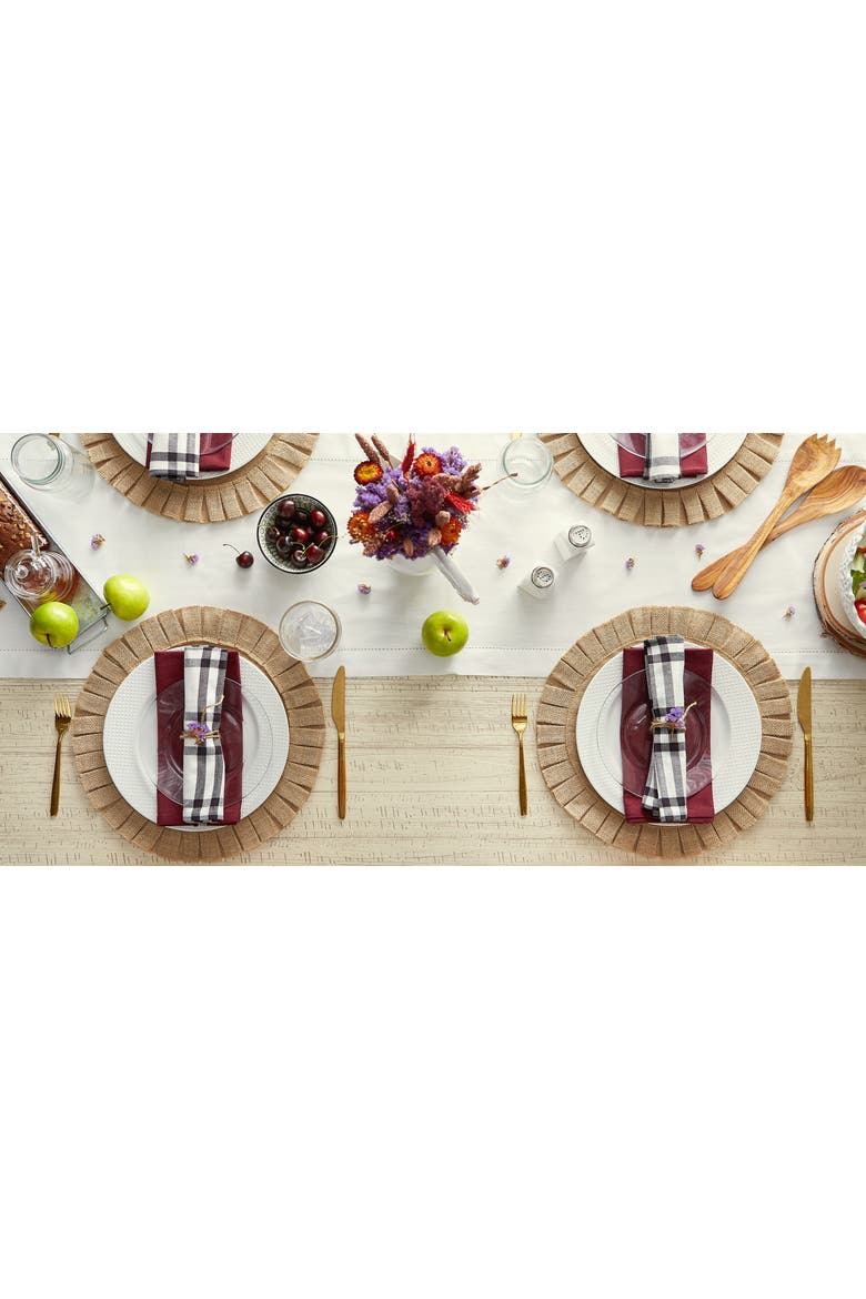 Natural Jute Round Ruffle Trim Placemat Set/6, Alternate, color, Natural