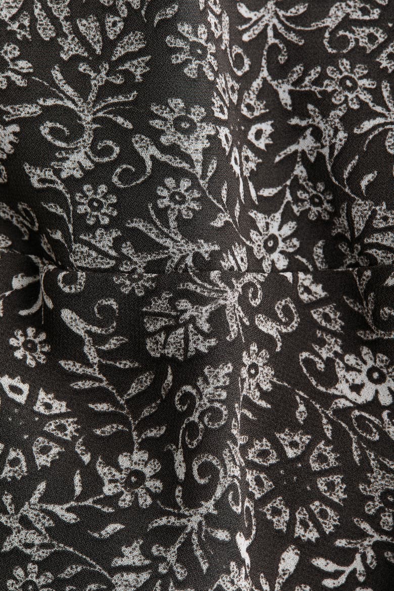 Draped-panel Tiered Skirt, Alternate, color, Dark gray/floral