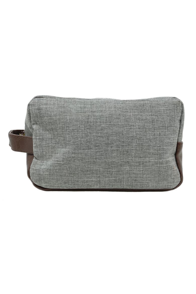 Heather Toiletry Bag with Vegan Leather Trim, Main, color, Grey