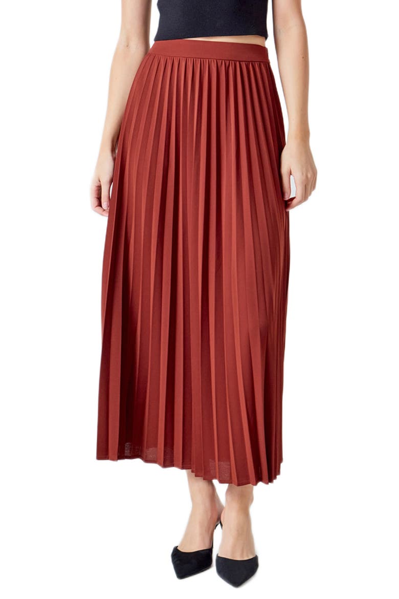 Pleated Maxi Skirt, Main, color, MOCHA MOUSSE