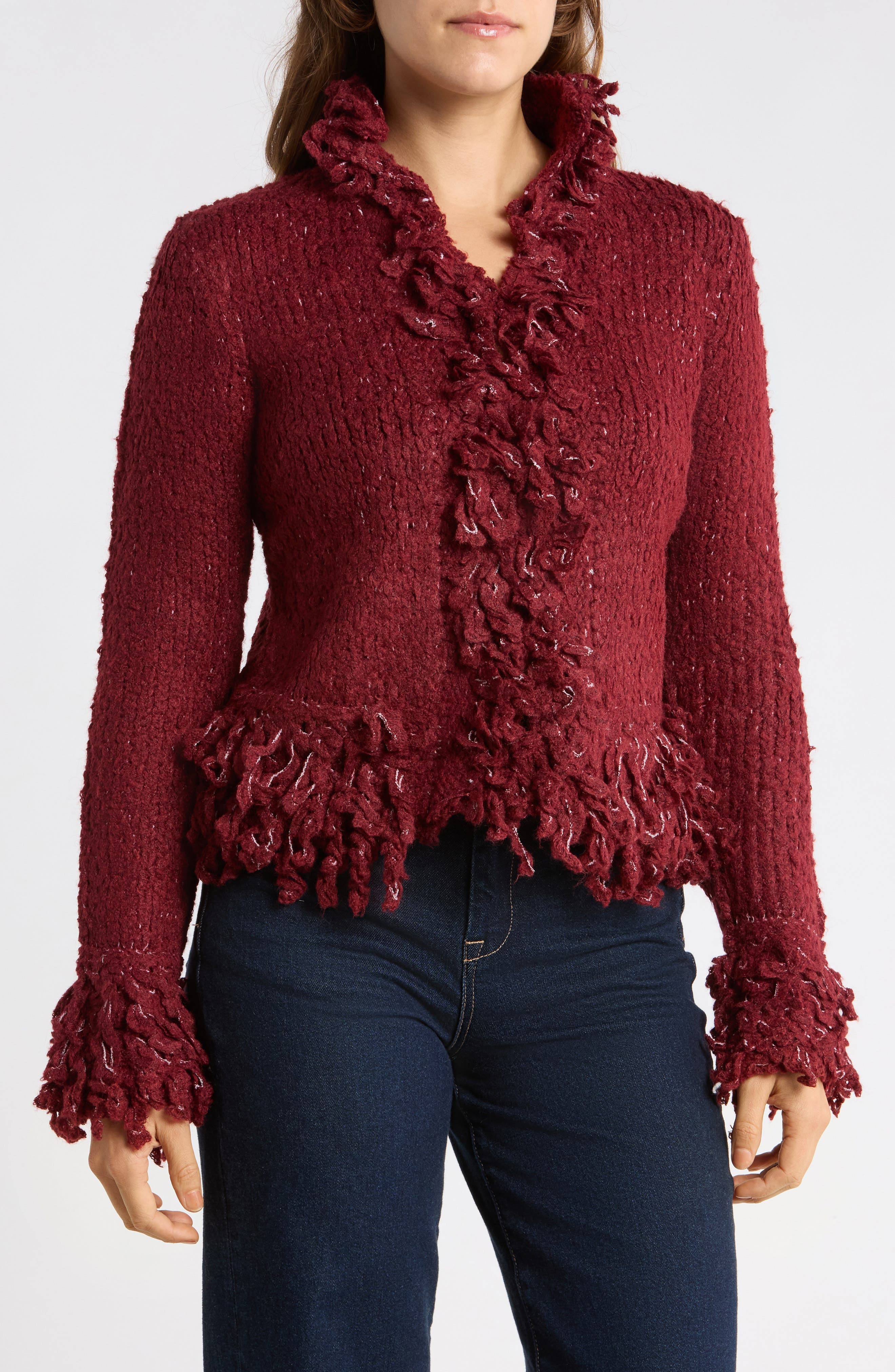 Shag Trim Cardigan