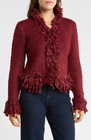ELIE ELIE TAHARI Shag Trim Cardigan