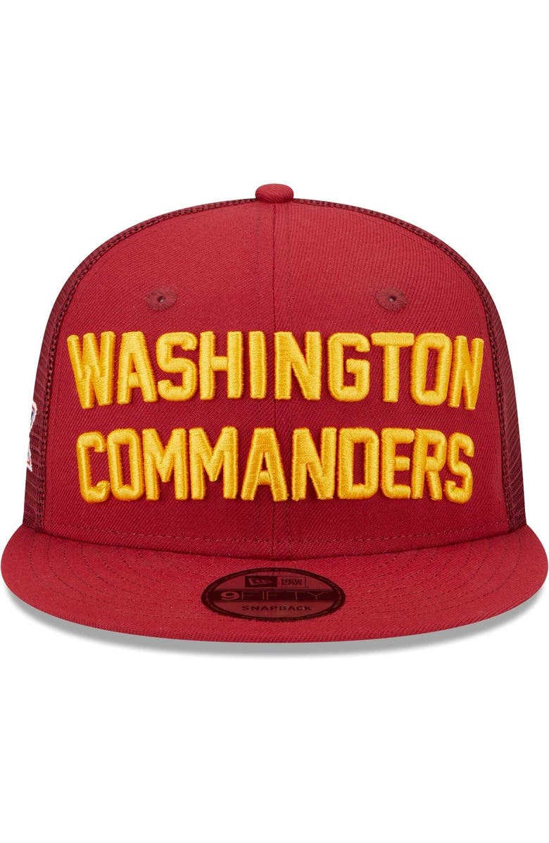 New Era Men's New Era Burgundy Washington Commanders Stacked Trucker 9FIFTY Snapback Hat, Alternate, color,