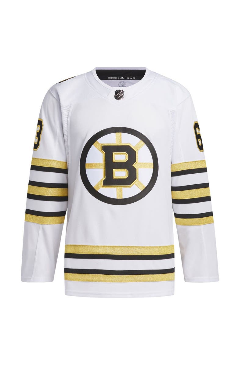 adidas Men's adidas Brad Marchand White Boston Bruins  Primegreen 100th Anniversary Authentic Player Jersey, Alternate, color, 