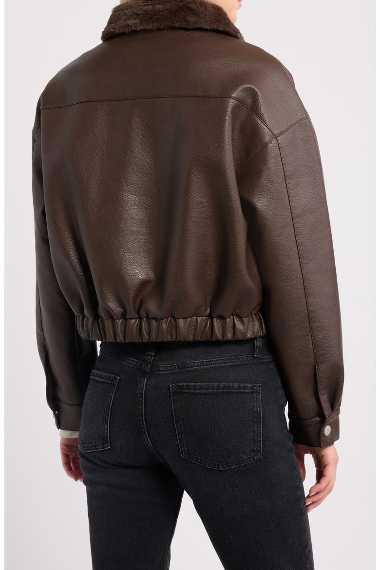 Faux Leather Zip Jacket, Alternate, color, DARK BROWN